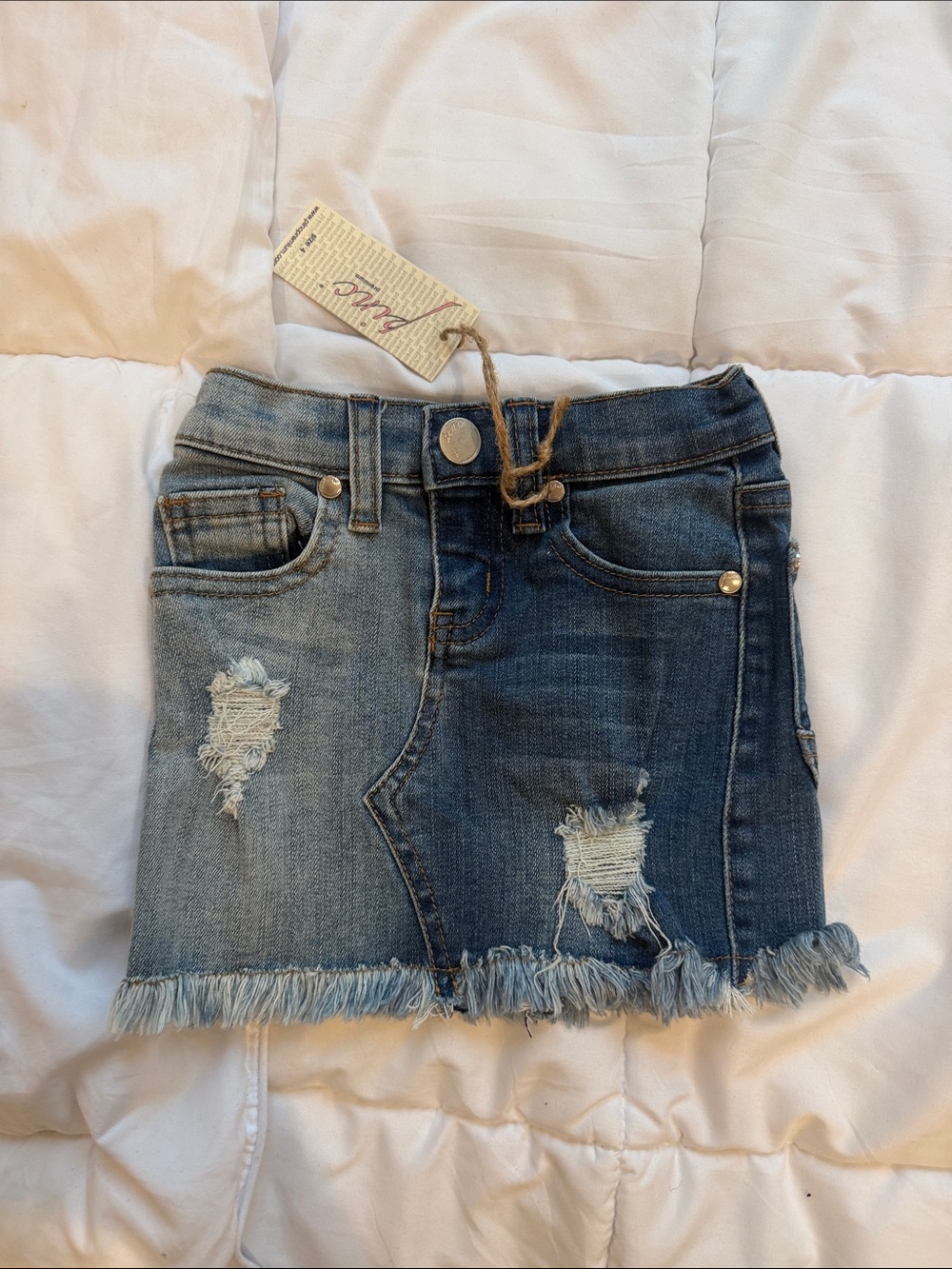 BNWT PINC Denim Frayed Hem Girls' Skirt - Blue SIZE 4